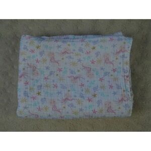Kyle & Deena Jellyfish Baby Swaddle Blanket Pink White Muslin Starfish Seaweed